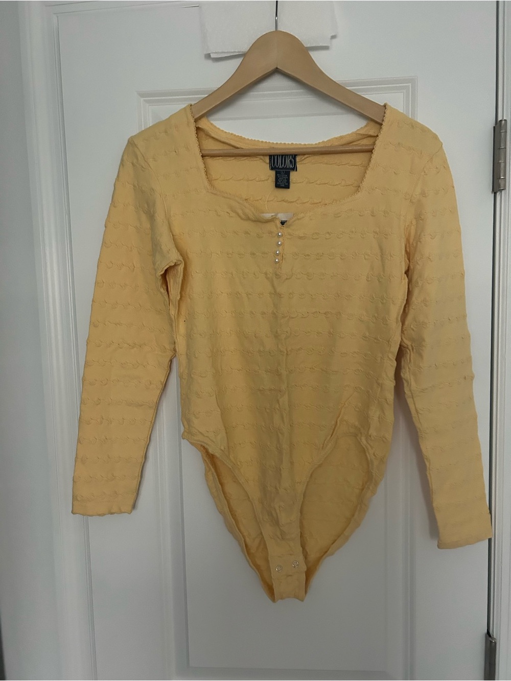 Vintage Flying Colors Yellow Textured Long Sleeve Bodysuit NWT